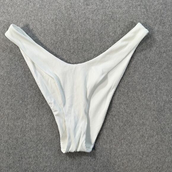 Aerie Cheekier White Ribbed Bikini Bottom Size X-Large Swim Beach New - Picture 1 of 7